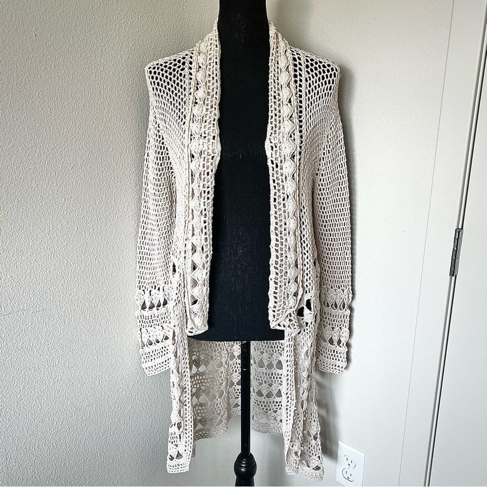 EXC • Free People Harmony Crochet Cardigan in Cream • - Picture 2 of 10